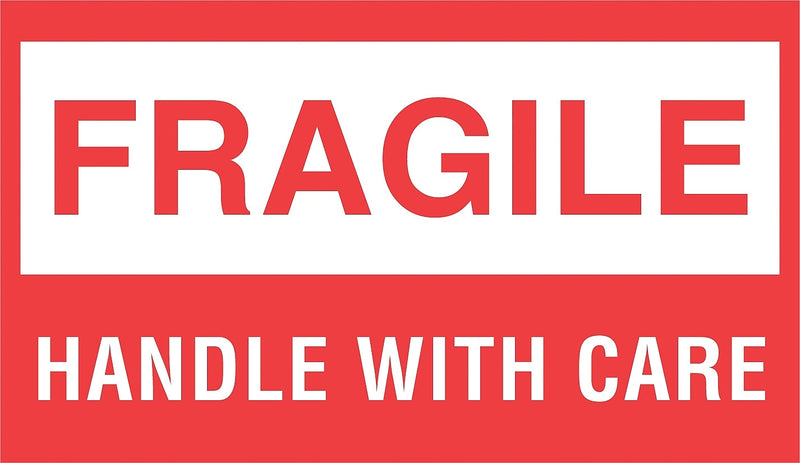 Decker Tape "Fragile/Handle with Care" Label, 3" x 5", 500/Roll (DL1070C)