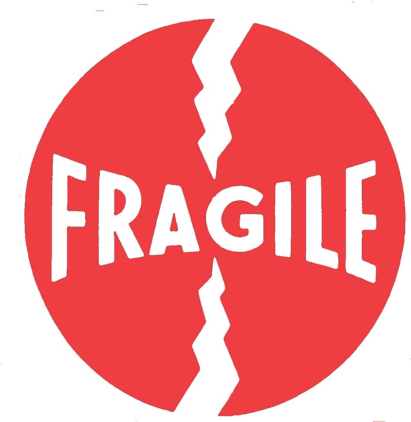 Decker Tape "Fragile" Label, 4" x 4", 500/Roll (DL1140C)