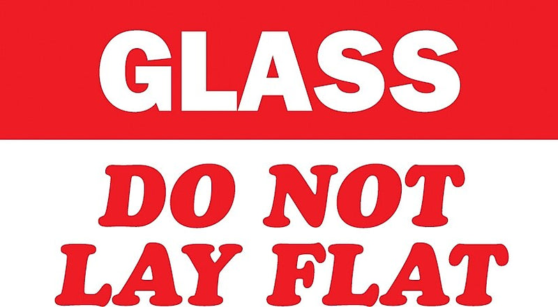 Decker Tape "Glass/Do Not Lay Flat" Label, 3" x 5", 500/Roll (DL1171C)