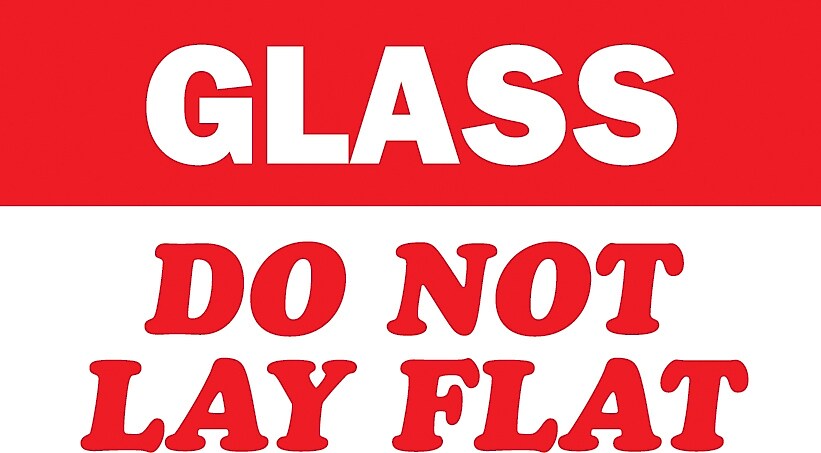 Decker Tape "Glass/Do Not Lay Flat" Label, 3" x 5", 500/Roll (DL1171C)