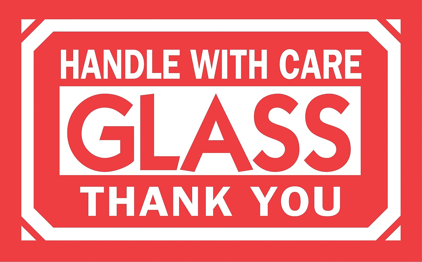 Decker Tape "Glass/Handle with Care/Thank You" Label, 2" x 3", 500/Roll (DL1240B)