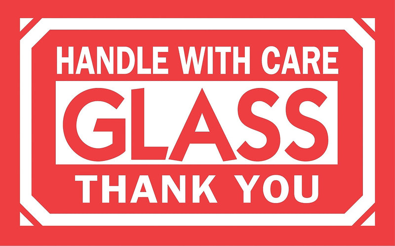 Decker Tape "Glass/Handle with Care/Thank You" Label, 2" x 3", 500/Roll (DL1240B)