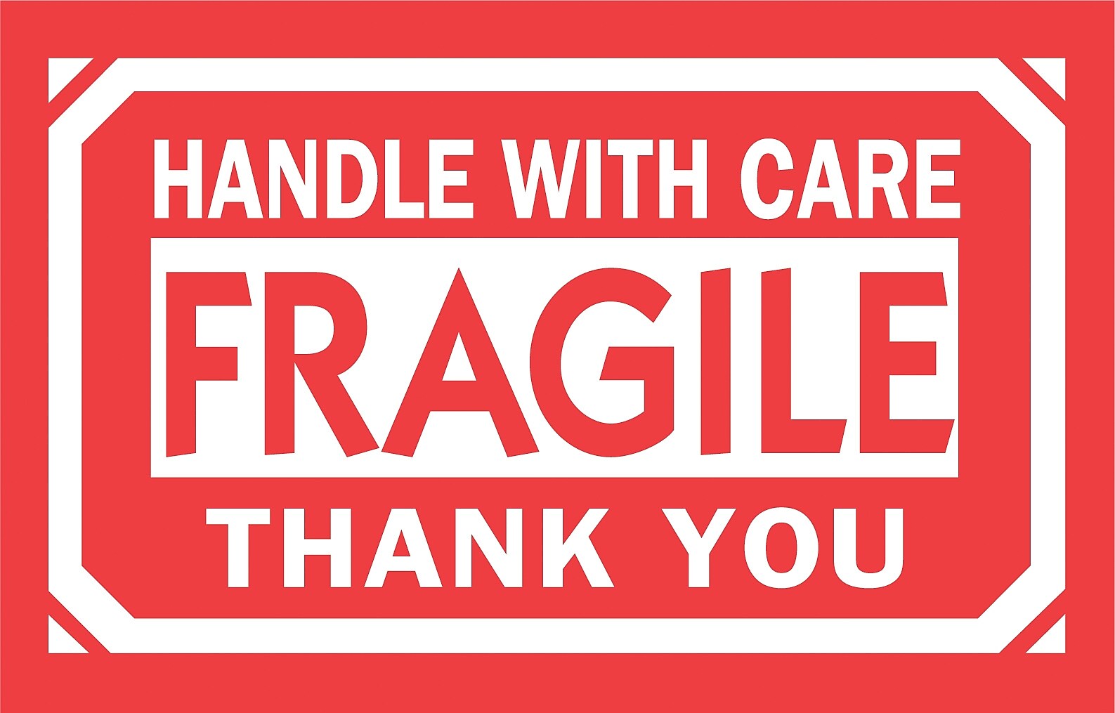 Decker Tape "Fragile/Handle with Care/Thank You", 2" x 3", 500/Roll (DL1260B)