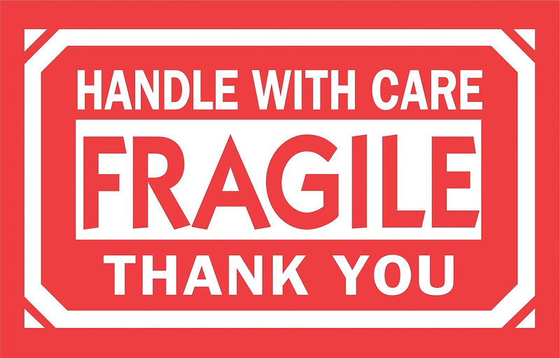 Decker Tape "Fragile/Handle with Care/Thank You", 2" x 3", 500/Roll (DL1260B)