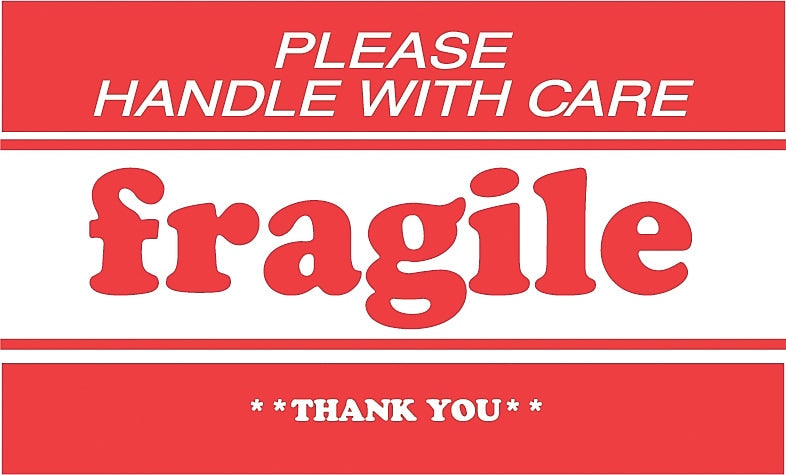 Decker Label "Fragile - Handle With Care" Labels, 3" x 5" (DL1270C)