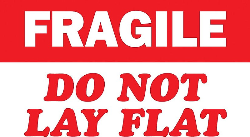 Decker Tape "Fragile/Do Not Lay Flat" Label, 3" x 5", 500/Roll (DL1531C)