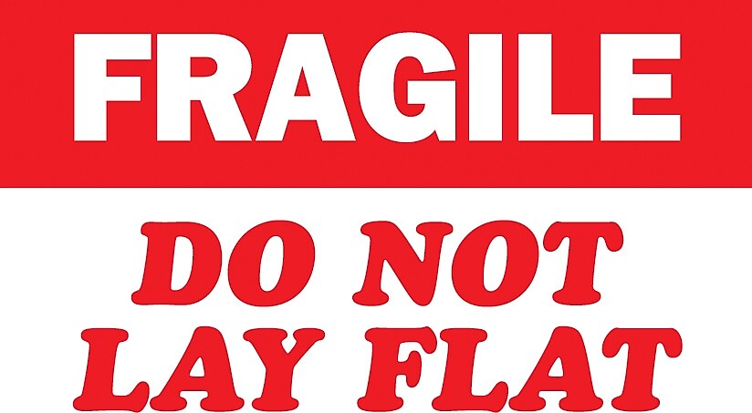 Decker Tape "Fragile/Do Not Lay Flat" Label, 3" x 5", 500/Roll (DL1531C)