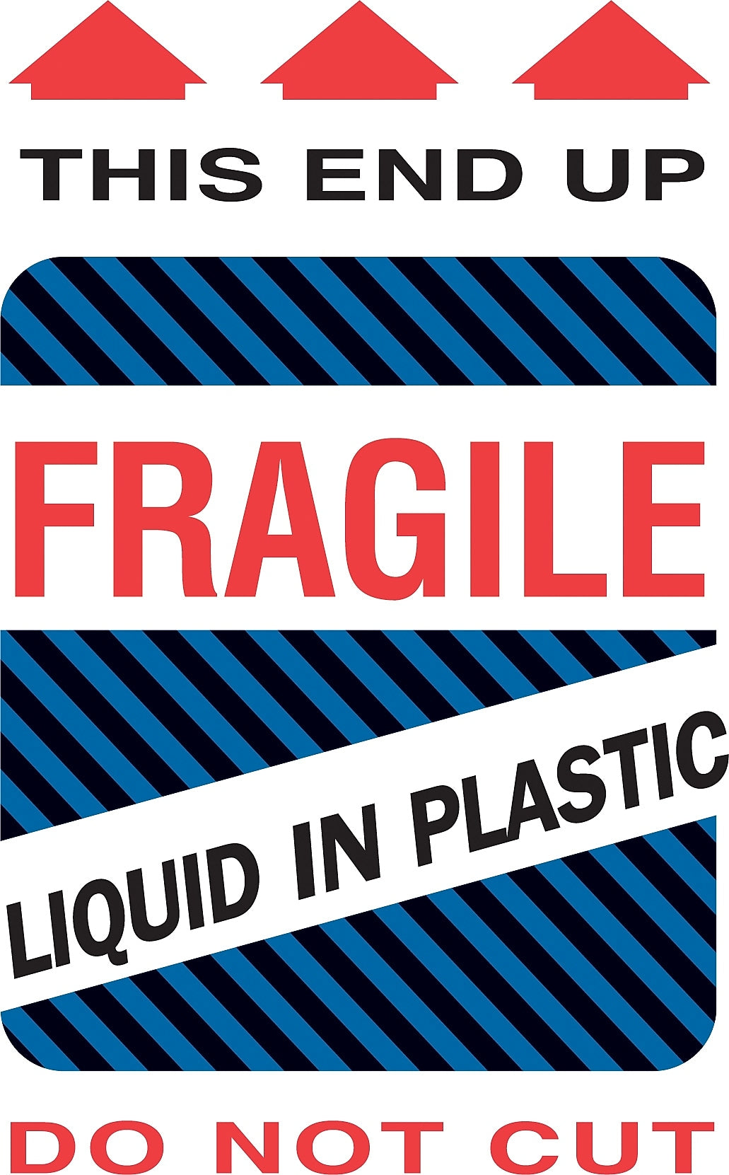 Decker Tape "Fragile/Liquid in Plastic" Label, 6" x 4", 500/Roll (DL1580D)