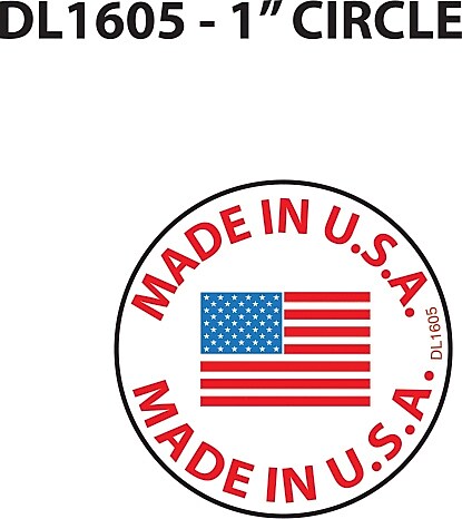 Decker Tape "Made in USA" Label, 1", 500/Roll (DL1605A)