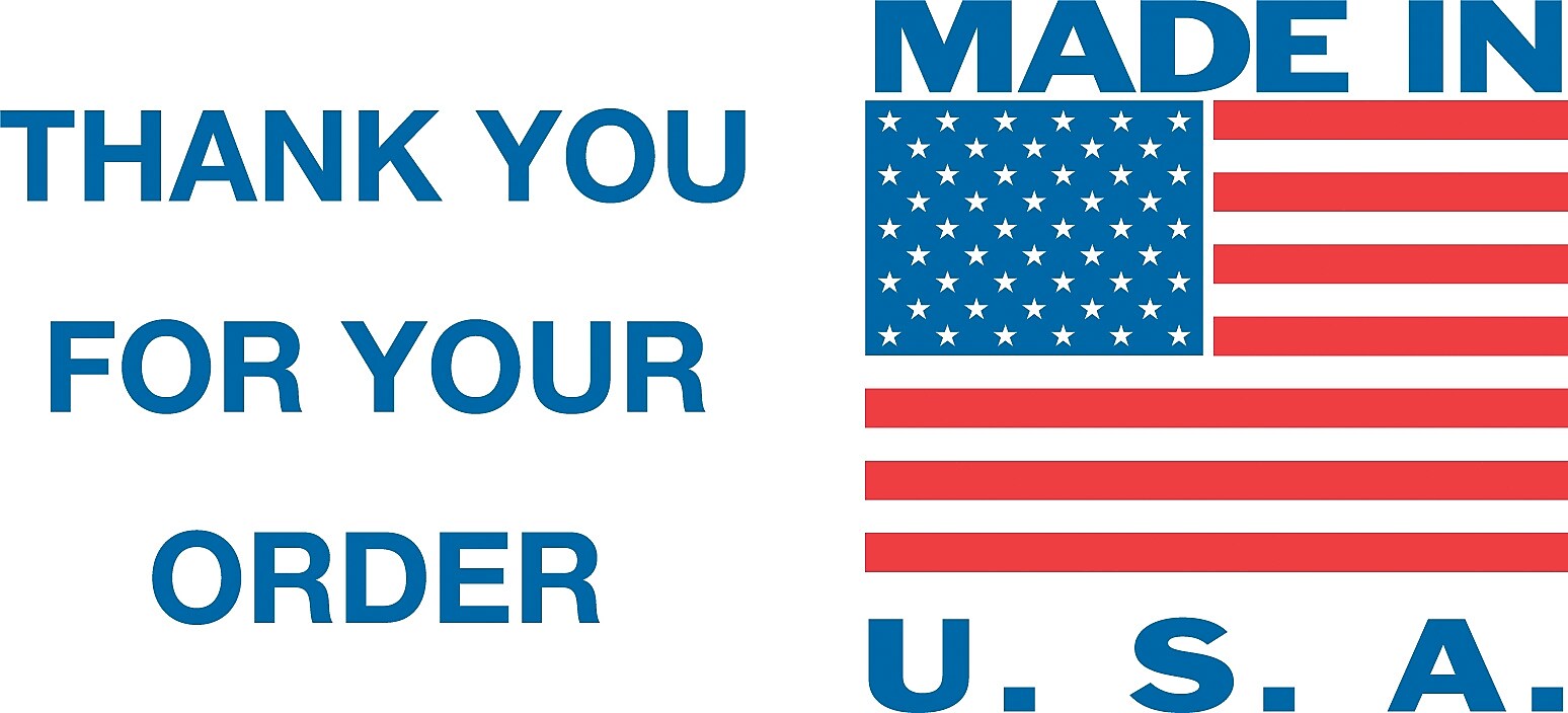 Decker Tape "Made in USA/Thank You" Label, 3" x 5", 500/Roll (DL1630C)