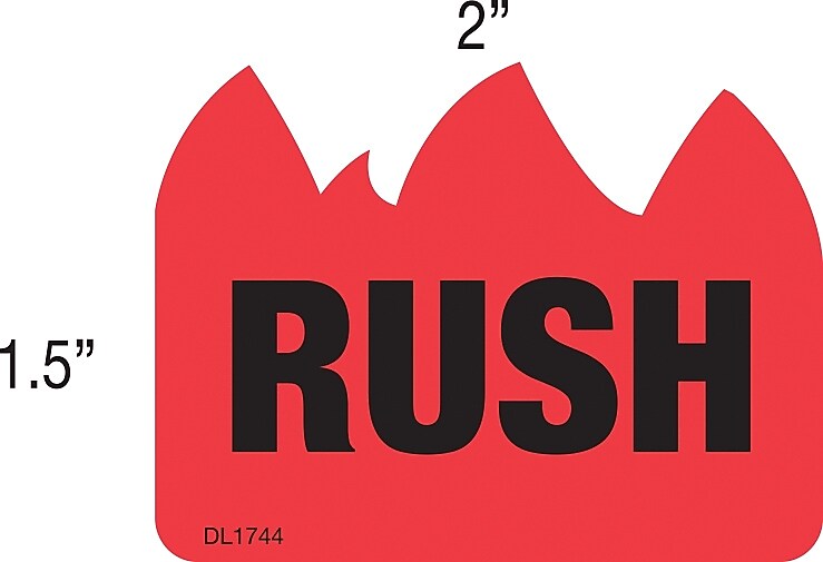 Decker Tape "Rush" Label, 1-1/2" x 2", 500/Roll (DL1744A)
