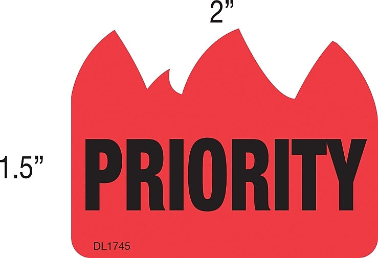 Decker Tape "Priority" Label, 1-1/2" x 2", 500/Roll (DL1745A)