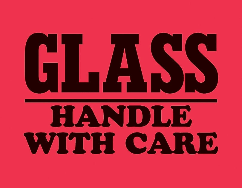 Decker Tape "Glass/Handle with Care" Label, 3" x 4", 500/Roll (DL1765C)