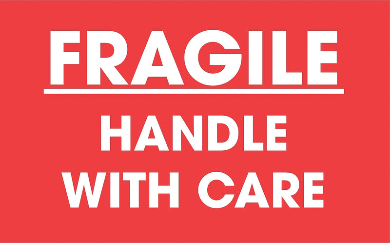 Decker Tape "Fragile/Handle with Care" Label, 3" x 5", 500/Roll (DL1771C)
