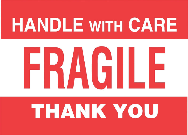 Decker Tape "Handle with Care/Fragile" Label, 4" x 6", 500/Roll (DL3182D)