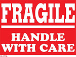 Decker Tape "Fragile/Handle with Care" Label, 3" x 4", 500/Roll (DL1778C)