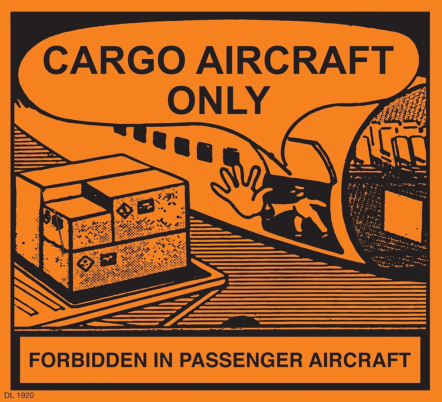 Decker Tape "Cargo Aircraft Only" Label, 4-5/16" x 4", 500/Roll (DL1920C)