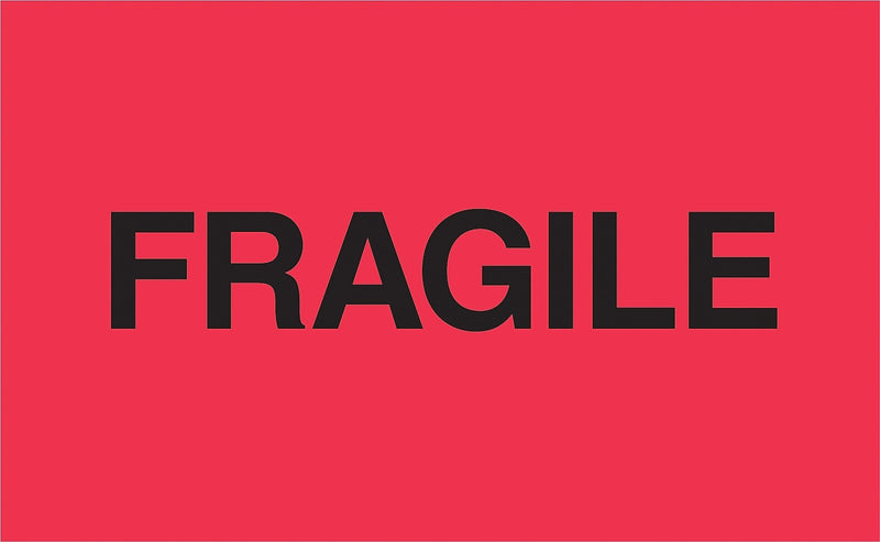 Decker Tape "Fragile" Label, 3" x 5", 500/Roll (DL2423C)