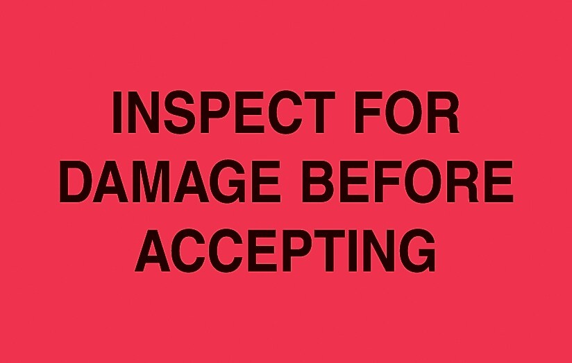 Decker Label "Inspect For Damage Before Accepting" Labels, 3" x 5", Fluorescent Red (DL2446C)