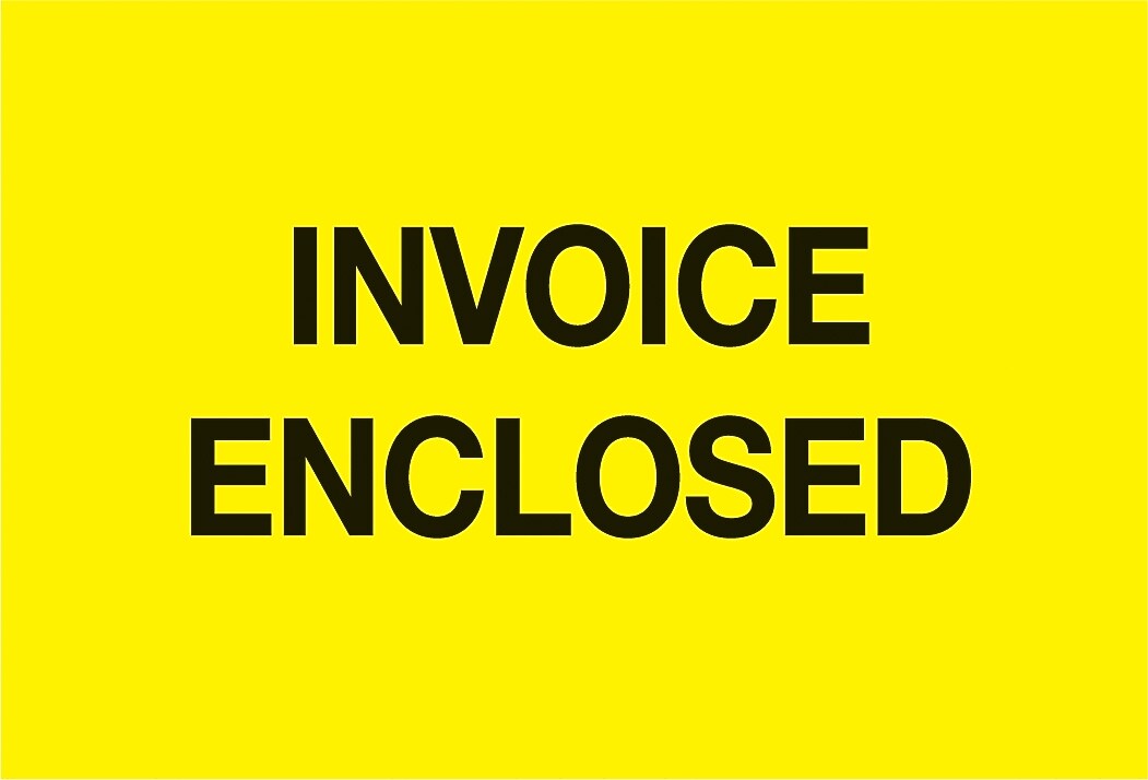 Decker Tape "Invoice Enclosed" Label, 2" x 3", 500/Roll (DL2449B)