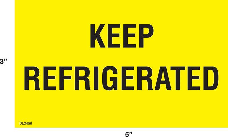 Decker Tape "Keep Refrigerated" Label, 3" x 5", 500/Roll (DL2456C)