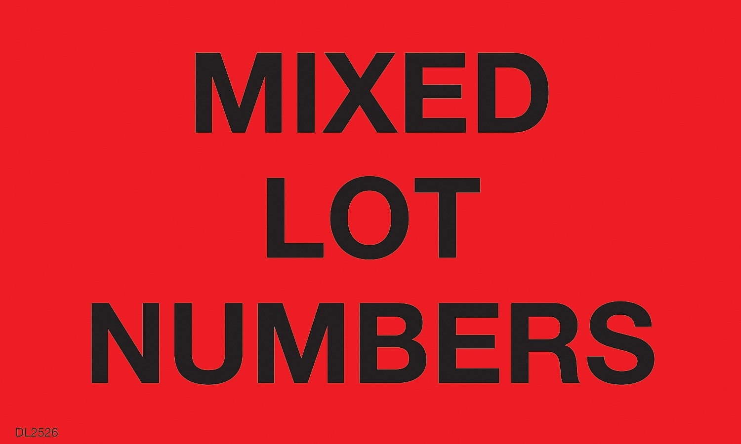 Decker Tape "Mixed Lot Numbers" Label, 3" x 5", 500/Roll (DL2526C)