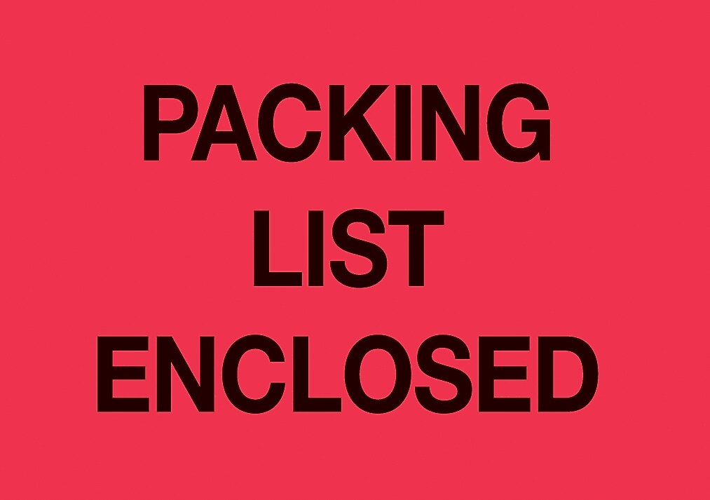 Decker Tape "Packaging List Enclosed" Label, 3" x 5", 500/Roll (DL2650C)