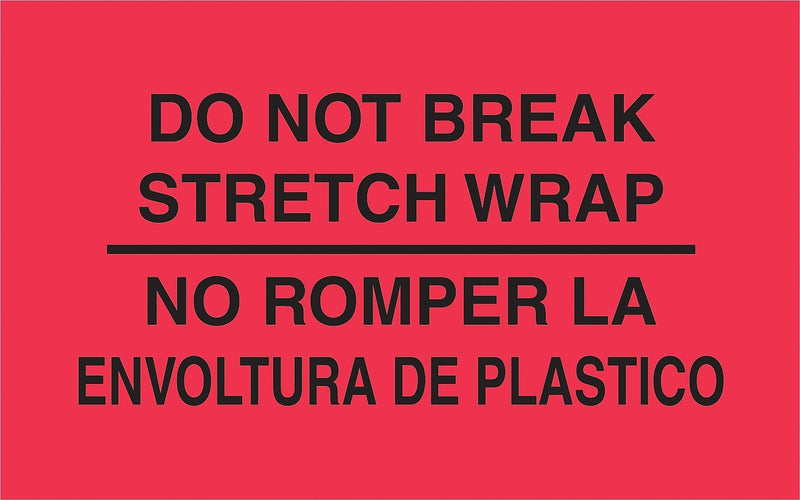 Decker Tape "Do Not Break" Label, Bilingual, 3" x 5", 500/Roll (DL3031C)