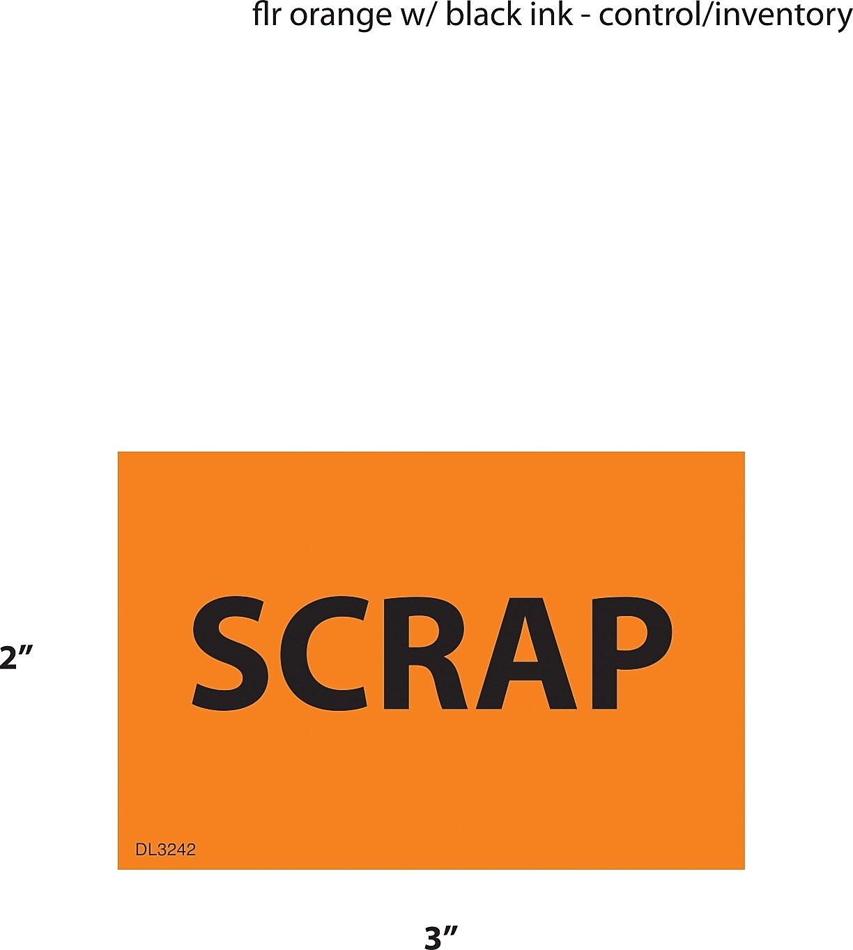 Decker Tape "Scrap" Label, 2" x 3", 500/Roll (DL3242B)