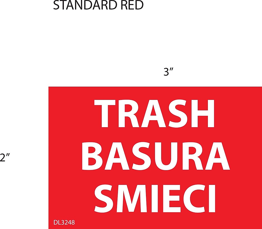 Decker Tape "Trash" Label, 2" x 3", 500/Roll (DL3248B)