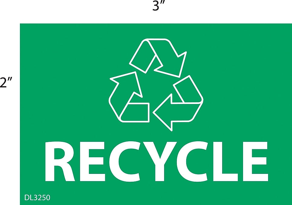 Decker Tape "Recycle" Label, 2" x 3", 500/Roll (DL3250B)