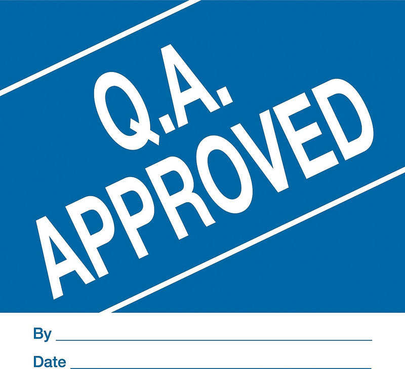 Decker Tape "Q.A. Approved" Label, 4" x 4", 500/Roll (DL3283C)