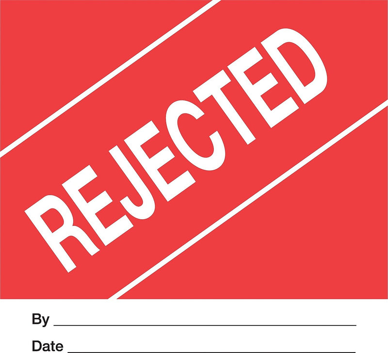 Decker Tape "Rejected" Label, 4" x 4", 500/Roll (DL3285C)
