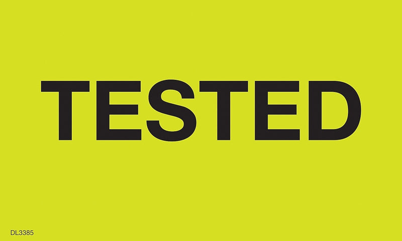 Decker Tape "Tested" Label, 3" x 5", 500/Roll (DL3385C)