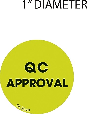 Decker Tape "QC Approval" Circle Label, 1", 500/Roll (DL3540A)