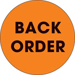 Decker Tape "Backorder" Circle Label, 2", 500/Roll (DL3555C)