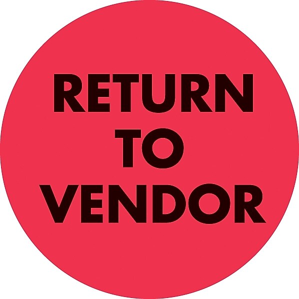 Decker Tape "Return to Vendor" Circle Label, 2", 500/Roll (DL3557C)