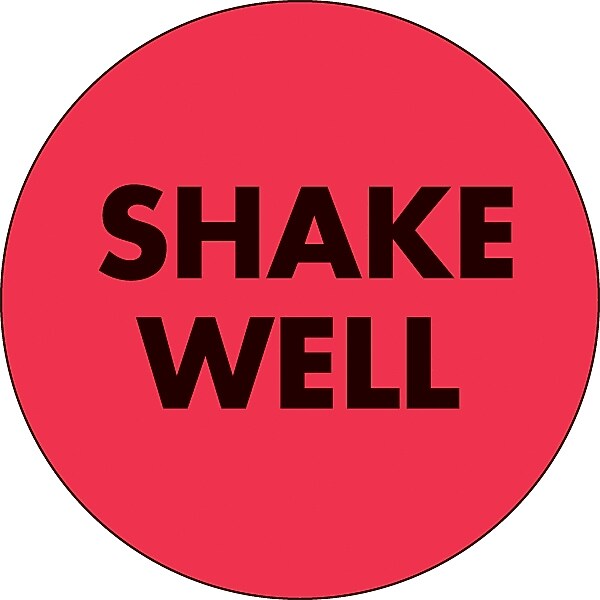 Decker Tape "Shake Well" Circle Label, 2", 500/Roll (DL3560C)