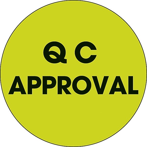 Decker Tape "QC Approval" Circle Label, 2", 500/Roll (DL3562C)
