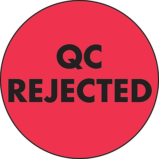 Decker Tape "QC Rejected" Circle Label, 2", 500/Roll (DL3563C)
