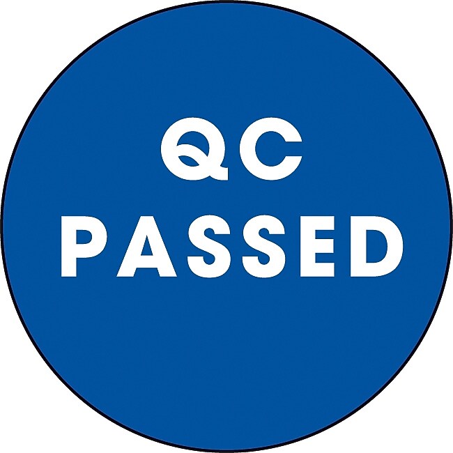 Decker Tape "QC Passed" Circle Label, 2", 500/Roll (DL3565C)
