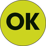 Decker Tape "OK" Circle Label, 2", 500/Roll (DL3570C)