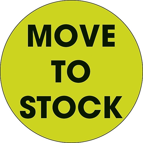 Decker Tape "Move to Stock" Circle Label, 2", 500/Roll (DL3573C)