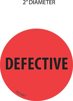 Decker Tape "Defective" Circle Label, 2", 500/Roll (DL3587C)