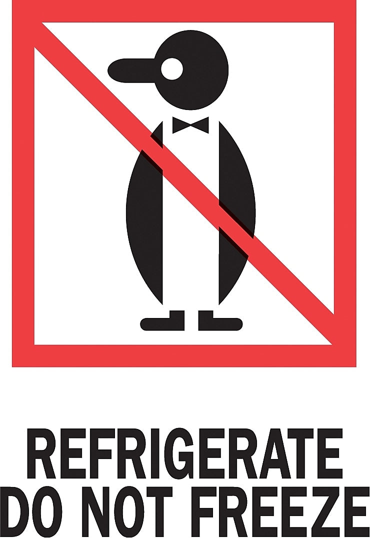 Decker Tape "Refrigerate/Do Not Freeze" Label, 4" x 6", 500/Roll (DL4010D)