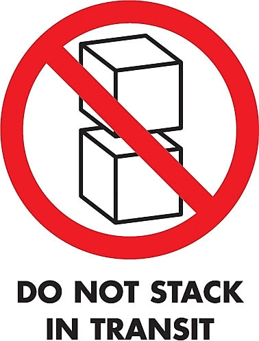 Decker Tape "Do Not Stack in Transit" Label, 3" x 4", 500/Roll (DL4081C)