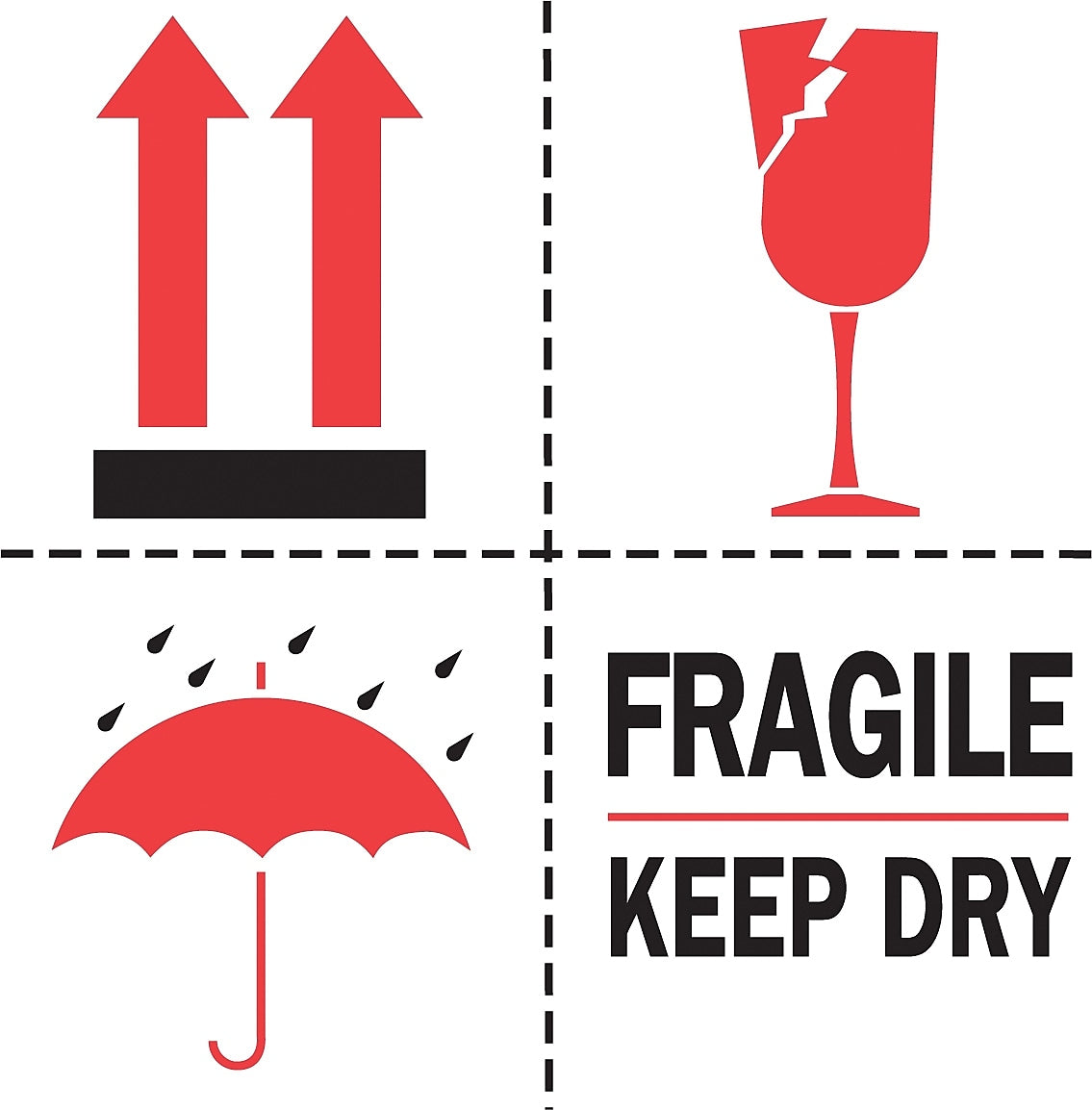 Decker Tape "Fragile/Keep Dry" Label, 6" x 6", 500/Roll (DL4430E)
