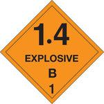 Decker Tape "1.4 Explosive B 1" Label, 4" x 4", 500/RL