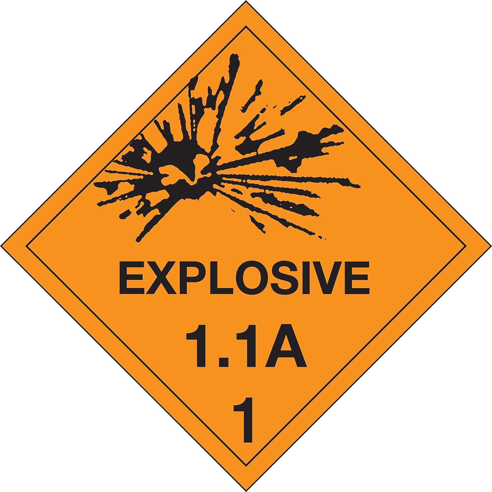 Decker Tape "Explosive 1.1A 1" Label, 4" x 4", 500/RL