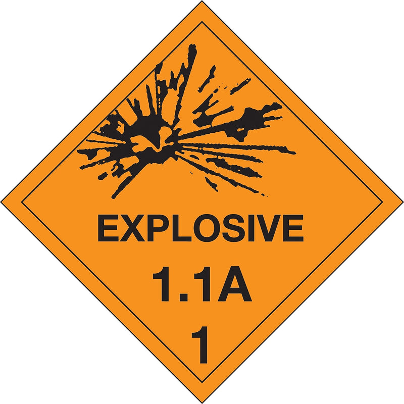 Decker Tape "Explosive 1.1A 1" Label, 4" x 4", 500/RL